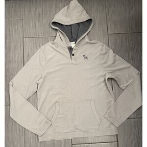 Abercrombie & Fitch Men’s Muscle Hooded Henley Sweatshirt Gray Size Large